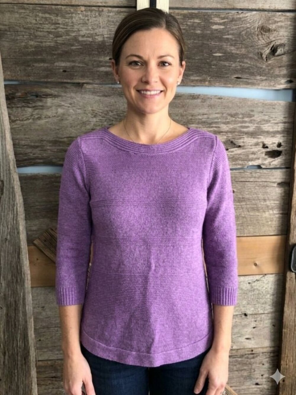 ALIA Petites Size Med Purple Boatneck Knit Sweater